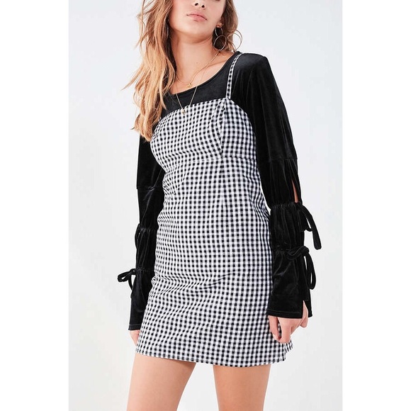 Black White Gingham Mini Dress - Picture 4 of 6